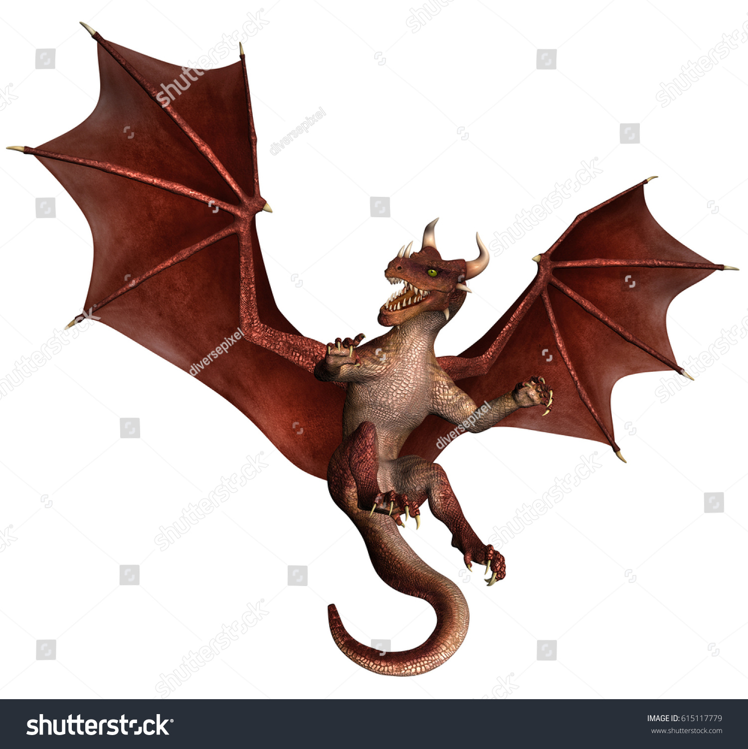 3d Created Rendered Fantasy Dragon Illustration Stock Illustration ...