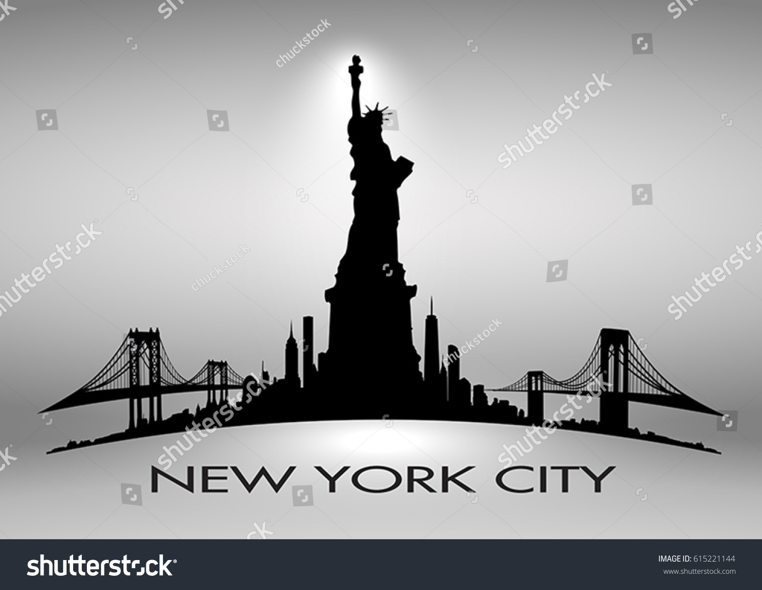 New York City Skyline Statue Liberty Stock Vector (Royalty Free ...