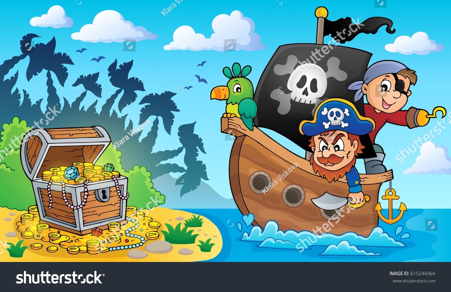 Pirate Boat Theme 2 Eps10 Vector Stock Vector (Royalty Free) 615244364 ...