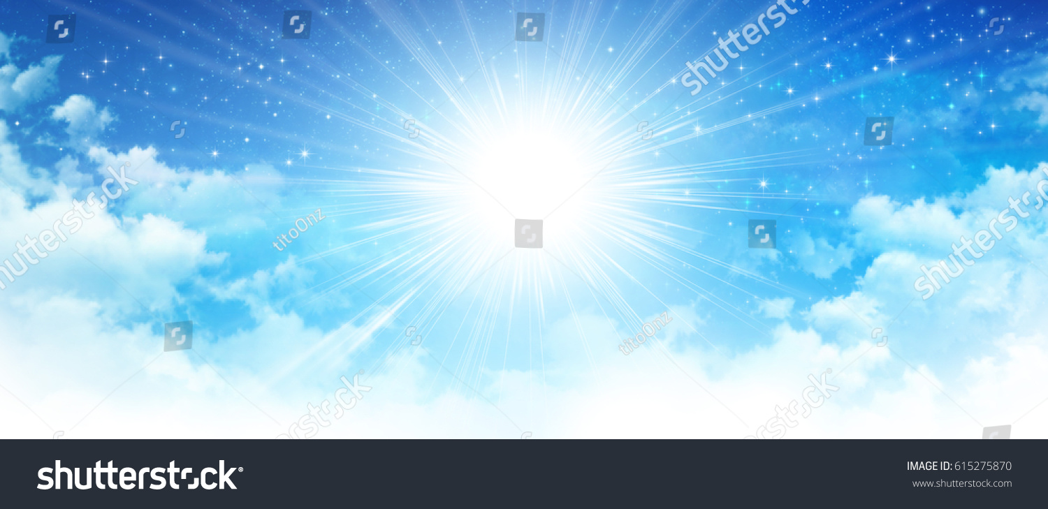 Shining Sun Breaking Through White Clouds Stock Illustration 615275870 ...