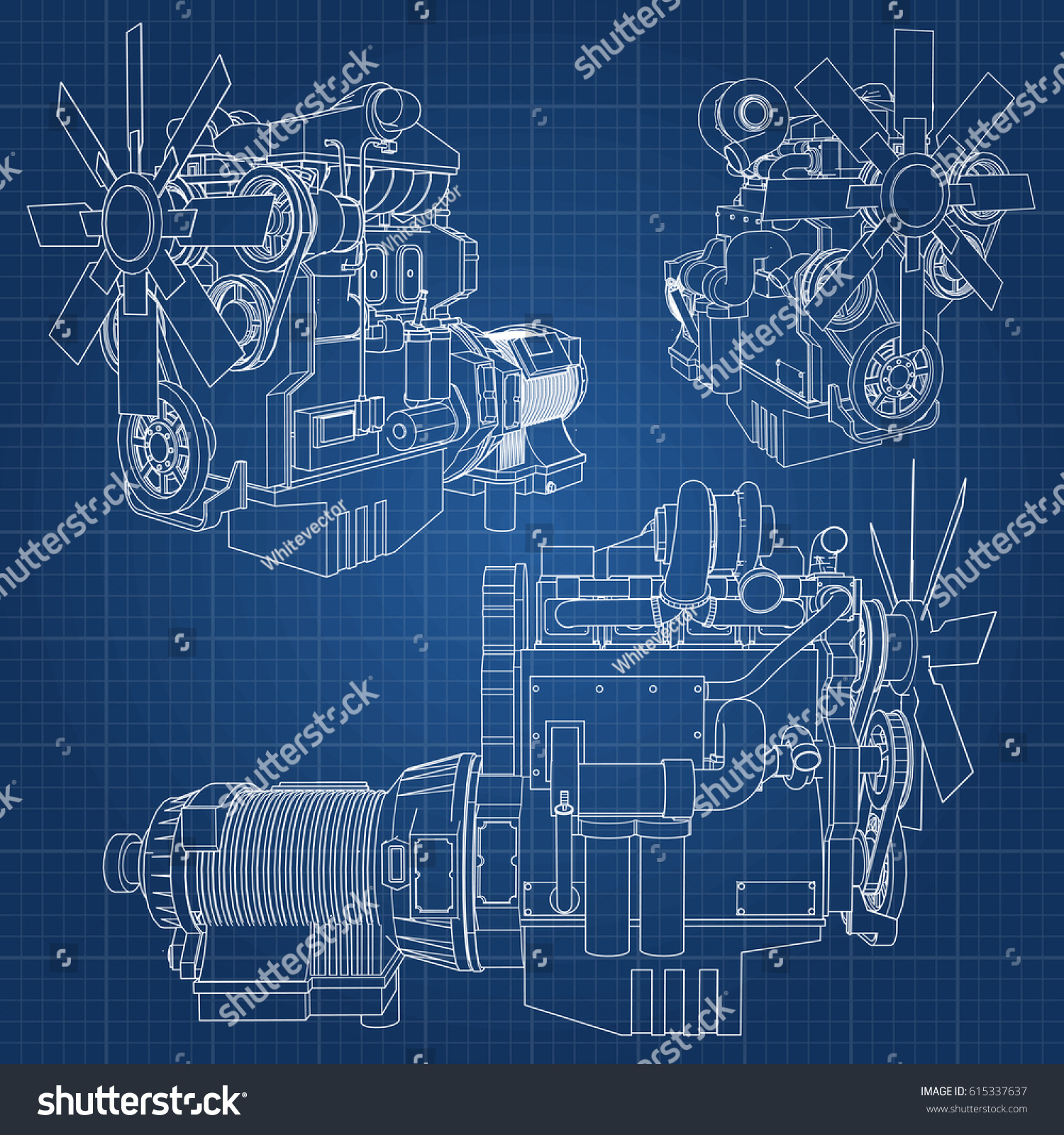 Big Diesel Engine Truck Depicted Contour Stock Vector (Royalty Free ...