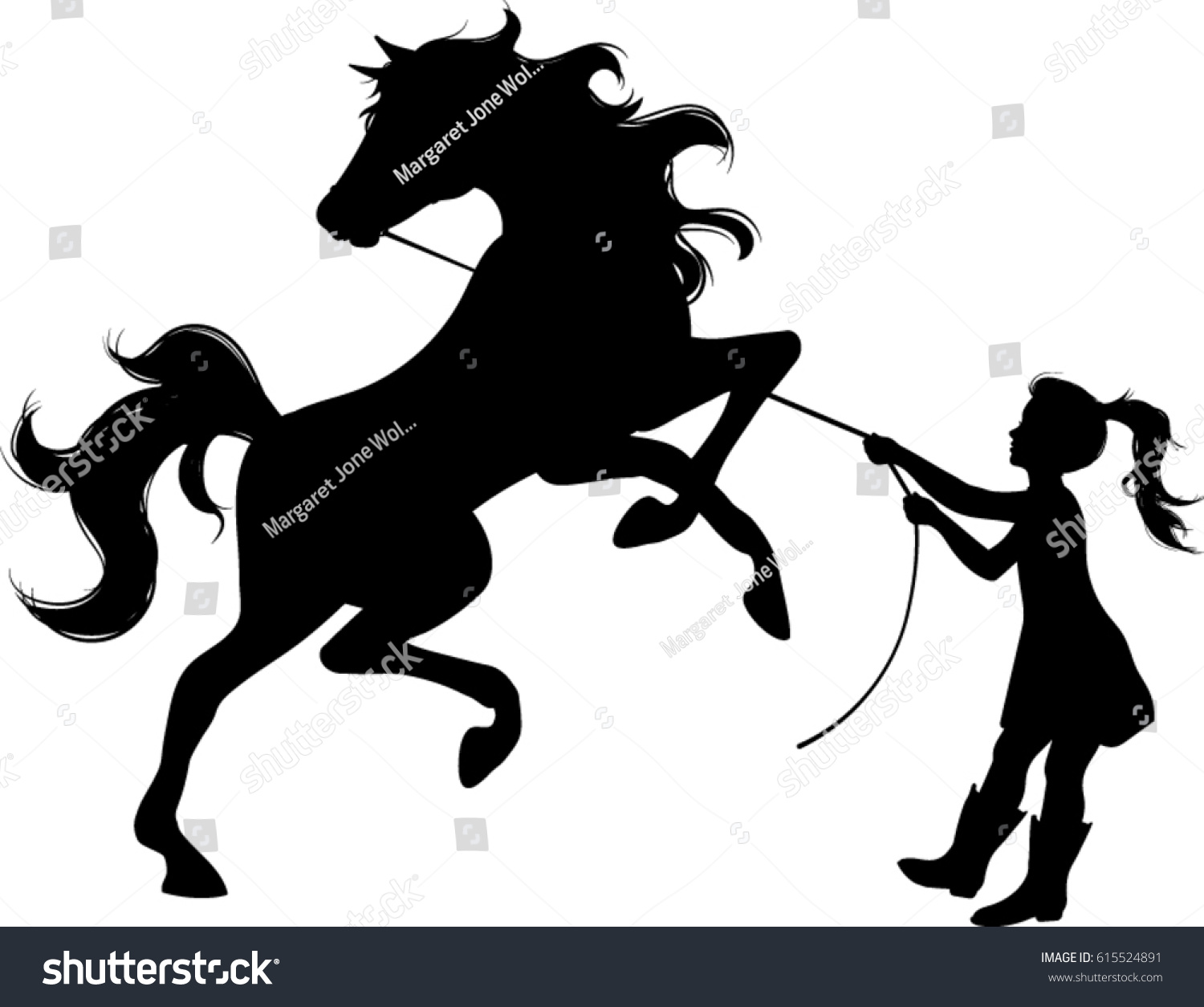 Horse Cowgirl Heart Silhouette Vector Illustration Stock Vector 
