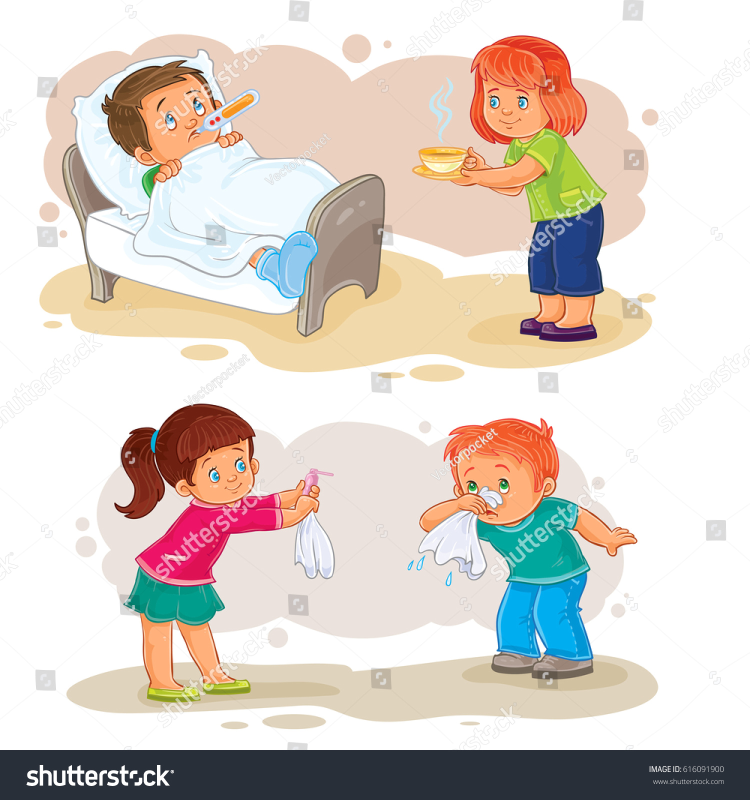 Set Clip Art Illustrations Little Boy Stock Illustration 616091900 