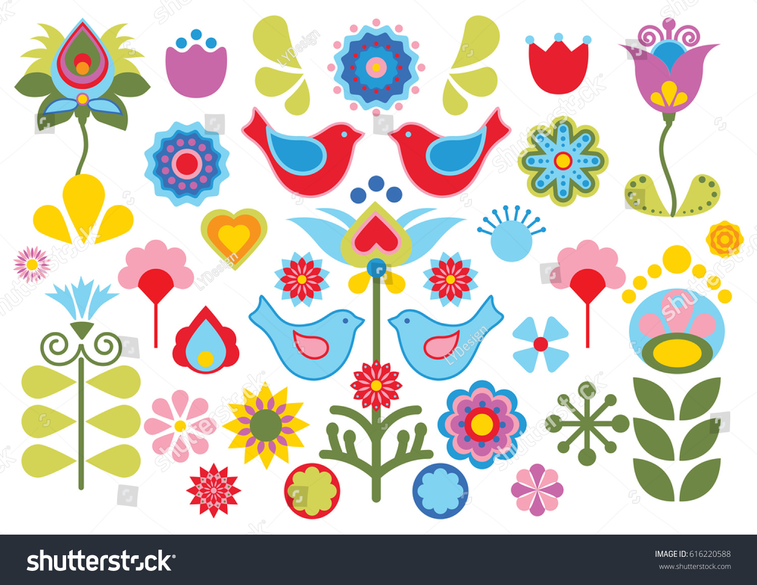 Swedish Folk Art Pack Stock Vector (Royalty Free) 616220588 | Shutterstock