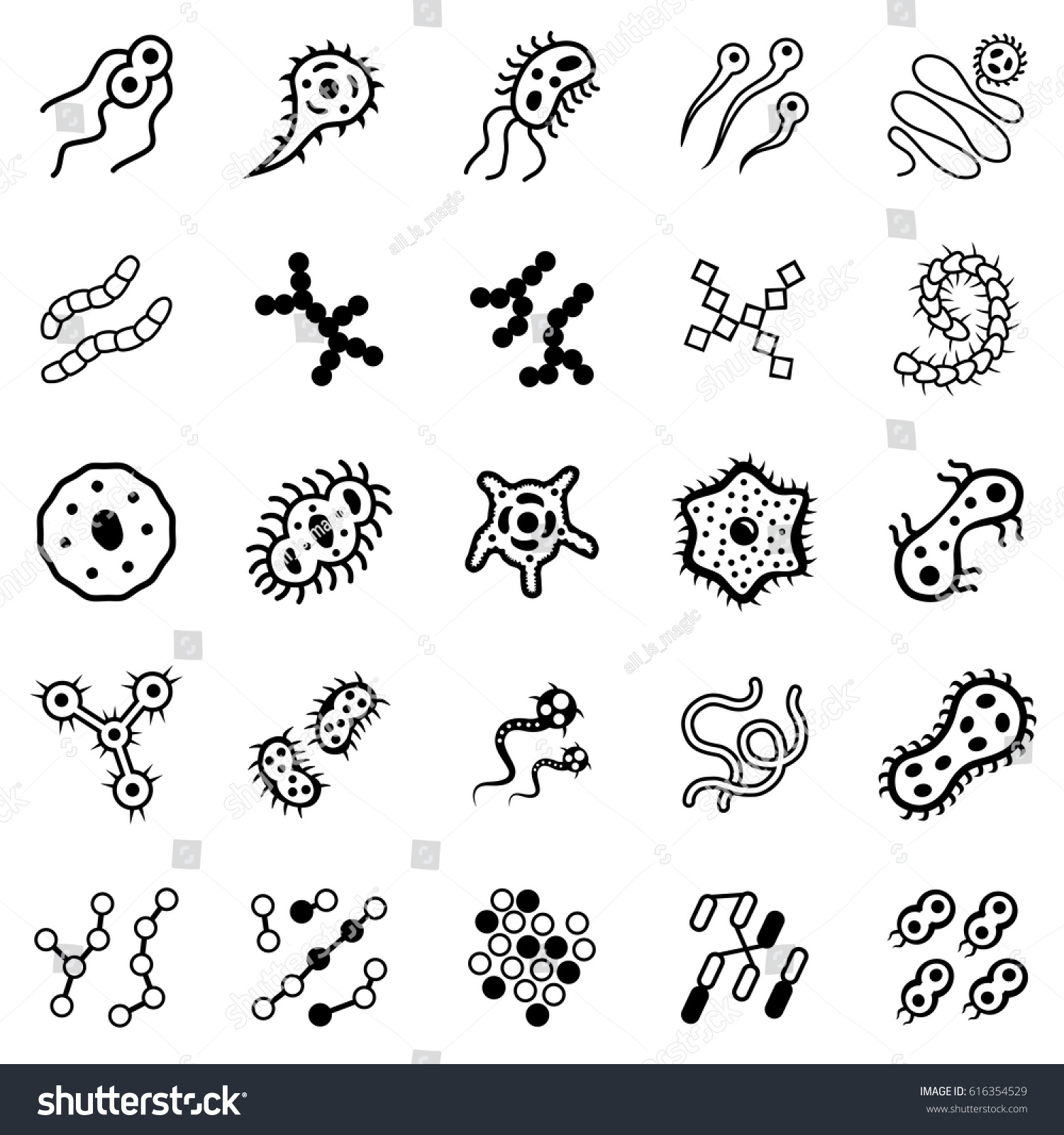 Set Bacteria Virus Germ Icons Icons Stock Vector (Royalty Free ...