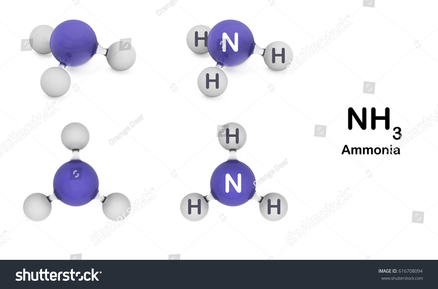 3d Illustrator Molecule Ammonia Nh3 Isolated Stock Illustration ...