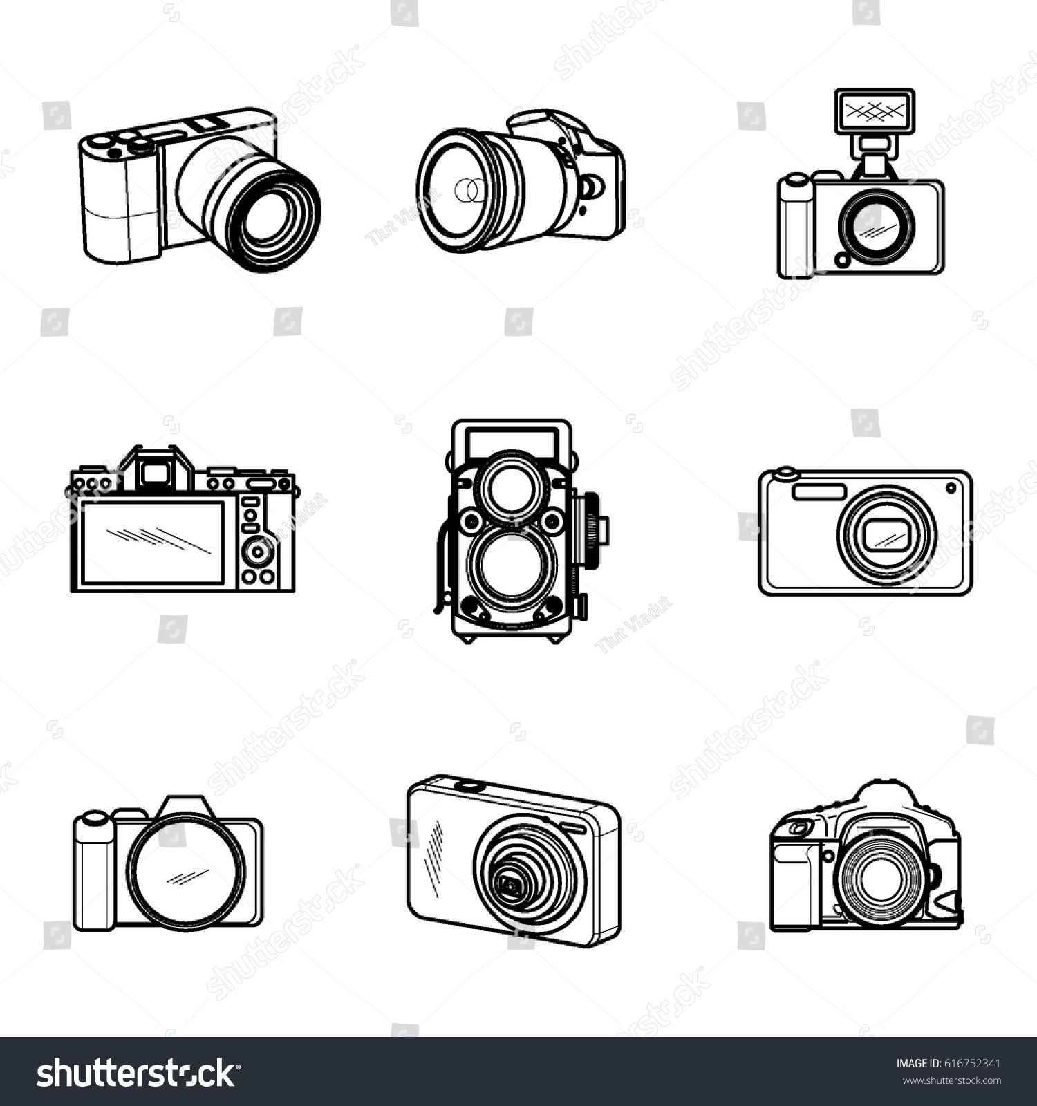 Different Types Cameras Vector Stock Vector (Royalty Free) 616752341 ...