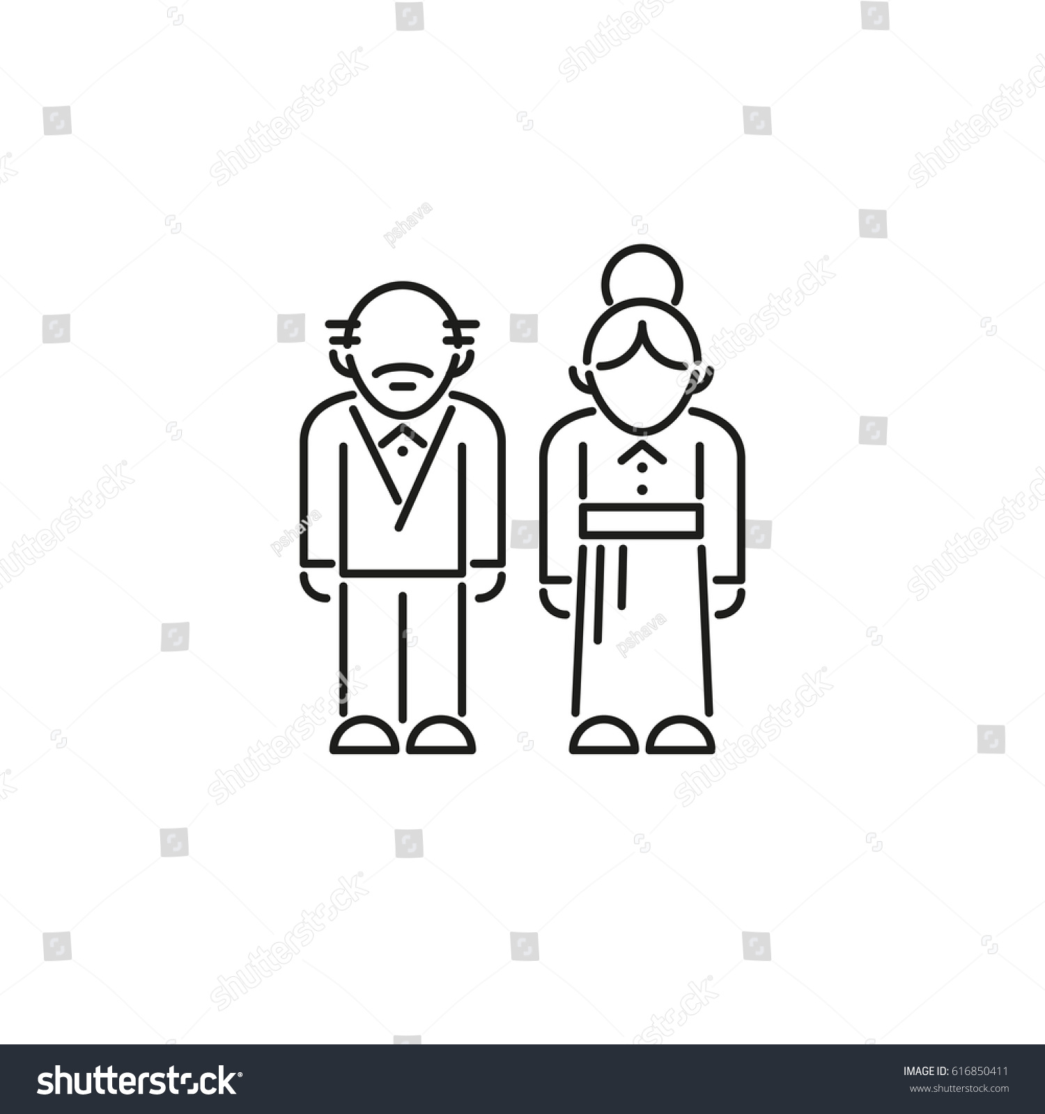 Family Icon Granddad Grandmother Line Stock Vector (Royalty Free ...