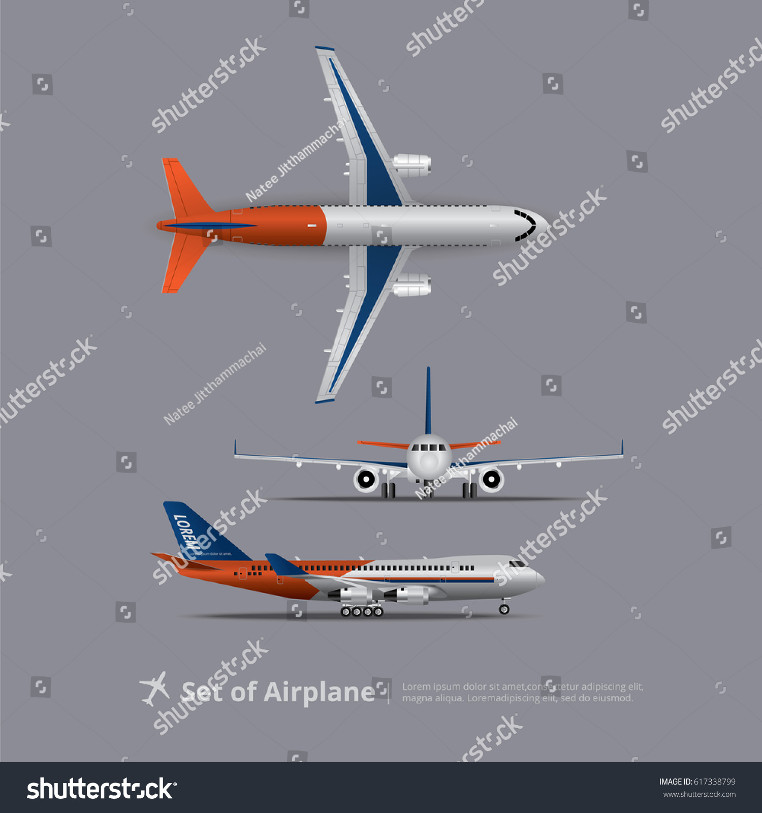 Set Airplane Isolated Vector Illustration Stock Vector (Royalty Free ...