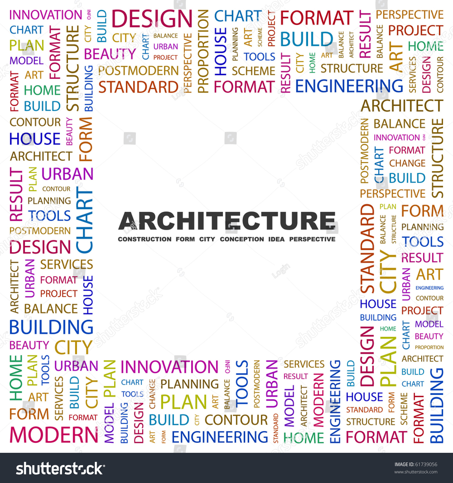 Architecture Word Collage On White Background Stock Vector (Royalty ...