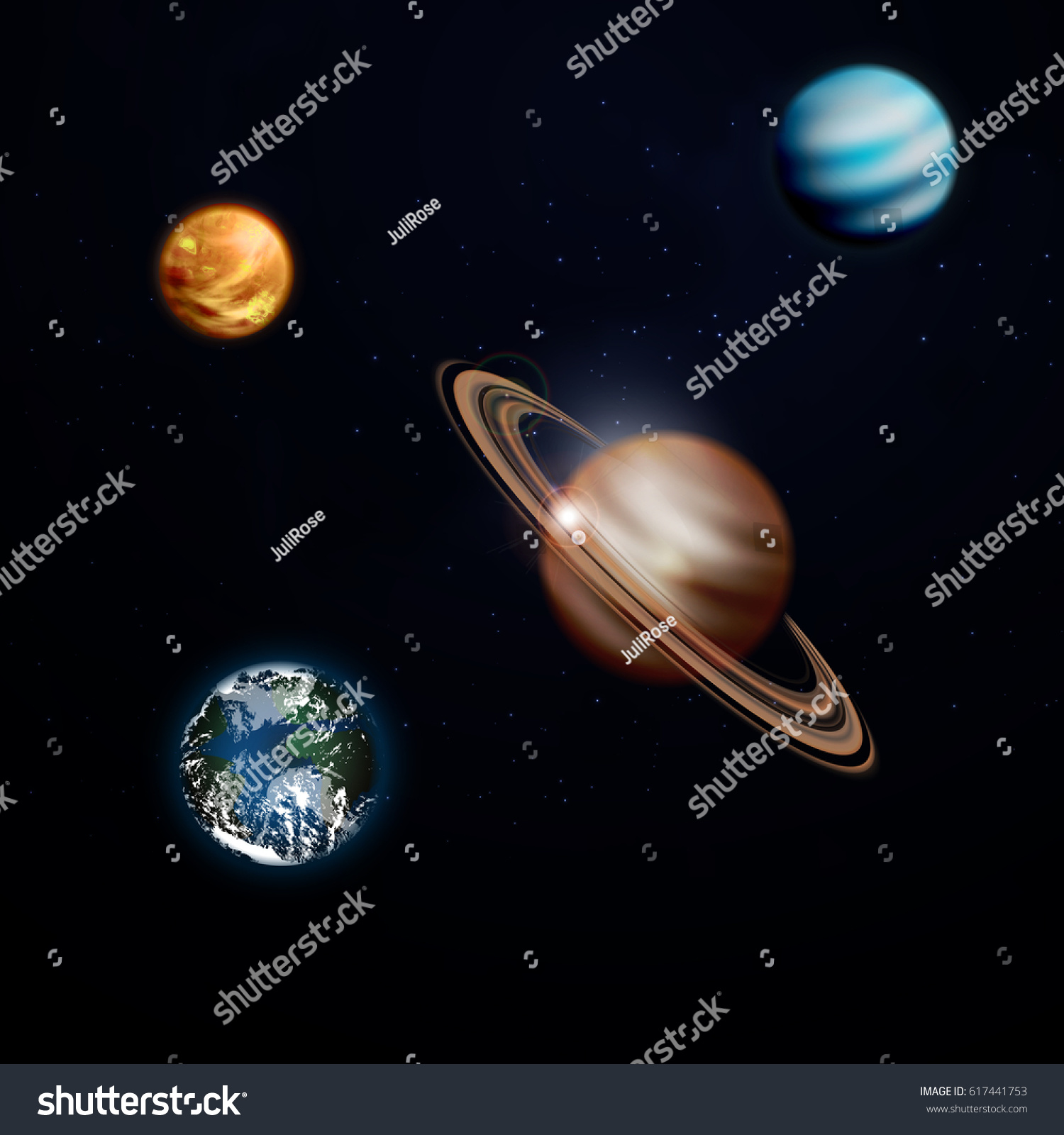 Vektor Stok Planets Realistic Transparent Set Solar System (Tanpa ...