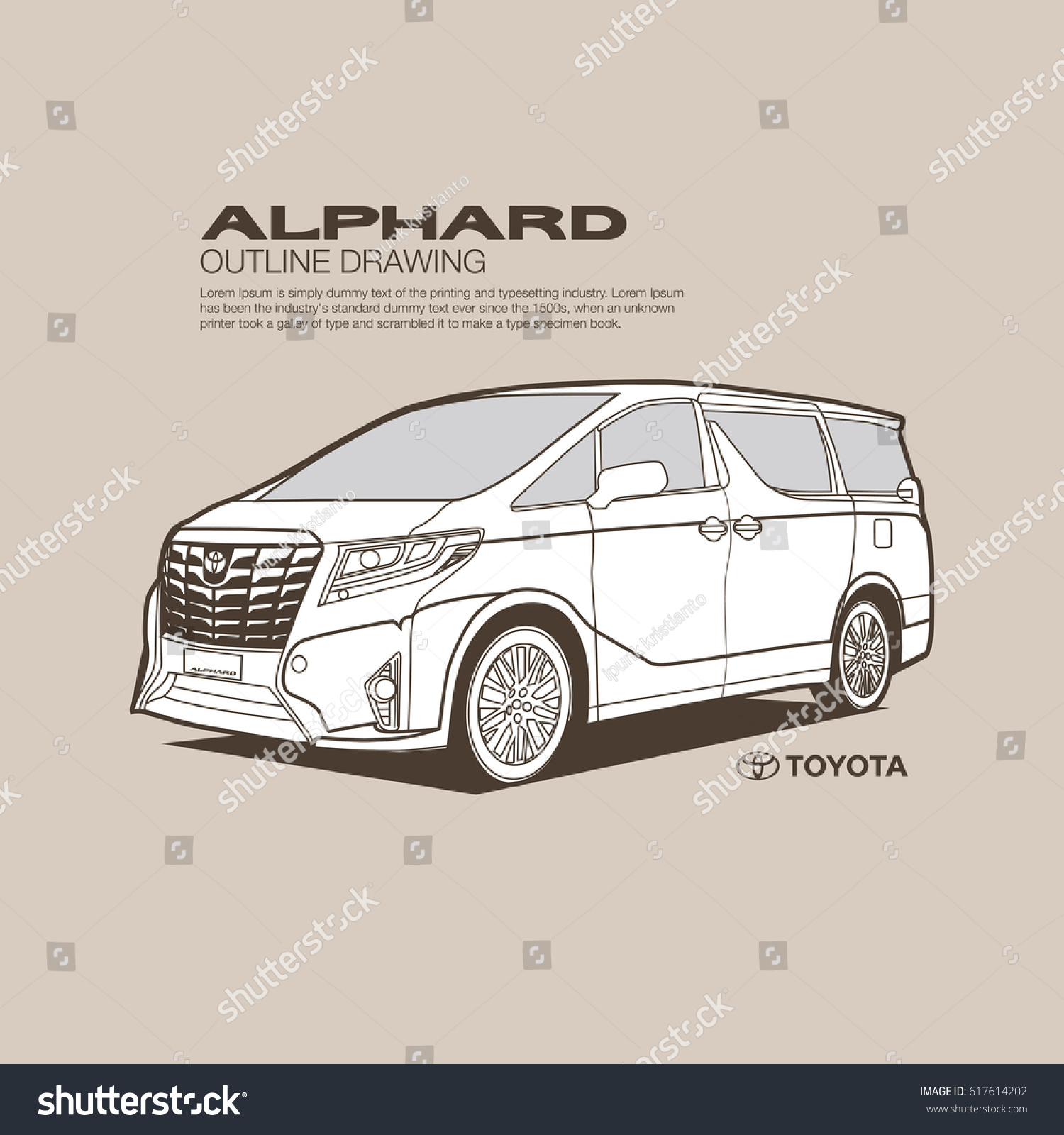 Vektor Stok Toyota Alphard Side View Vector Outline (Tanpa Royalti