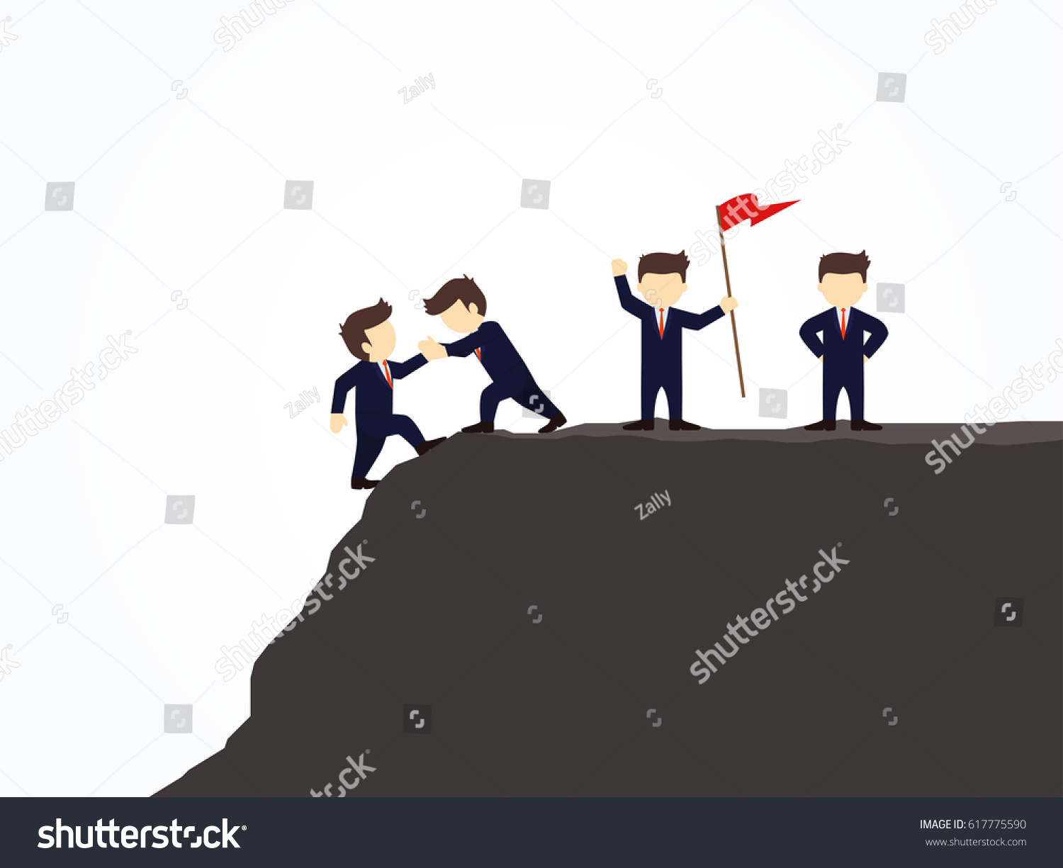 Cartoon Working Little People Trying Climb Stock Vector (royalty Free 