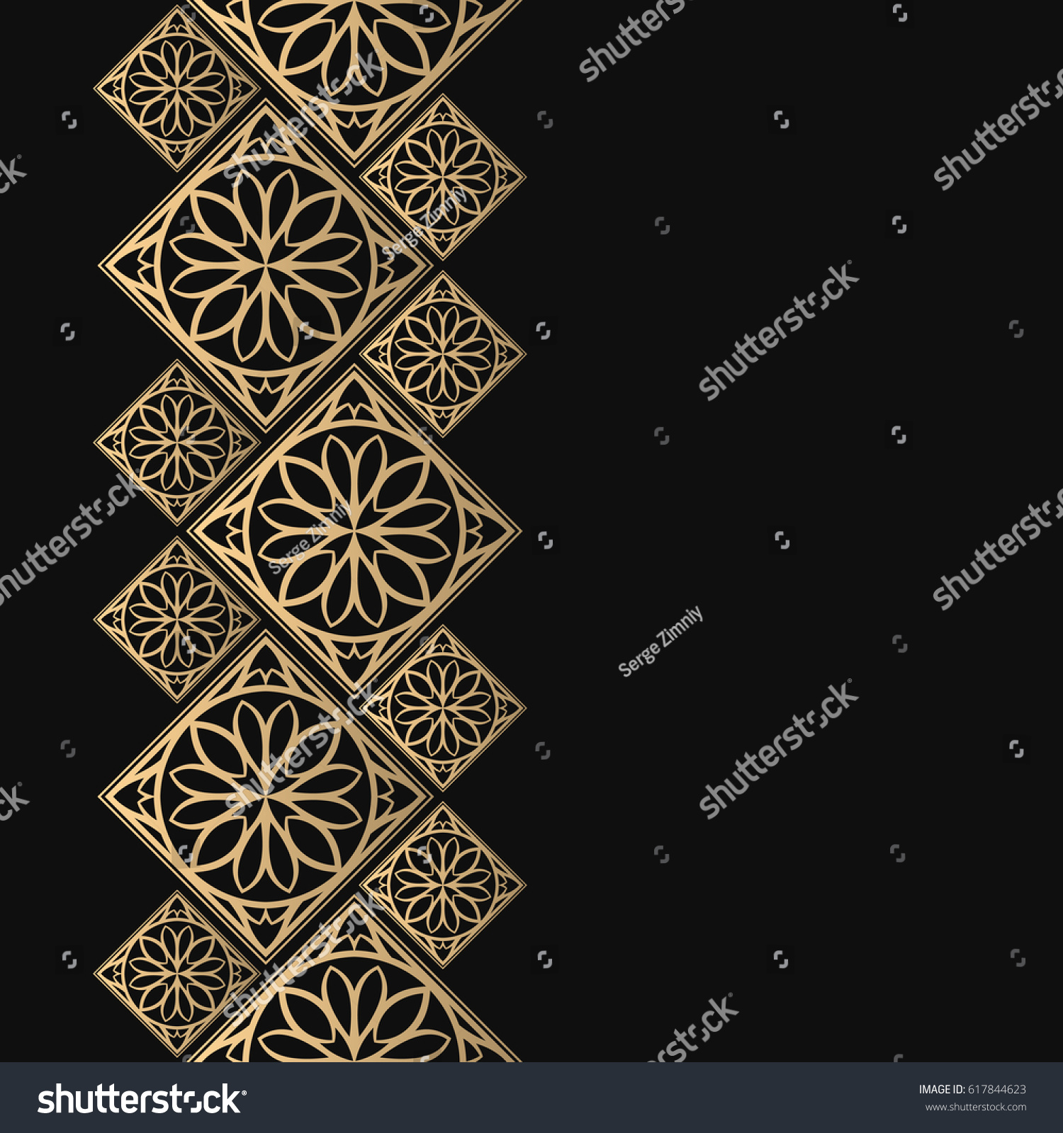 Golden Frame Oriental Style Seamless Border Stock Vector (Royalty Free ...