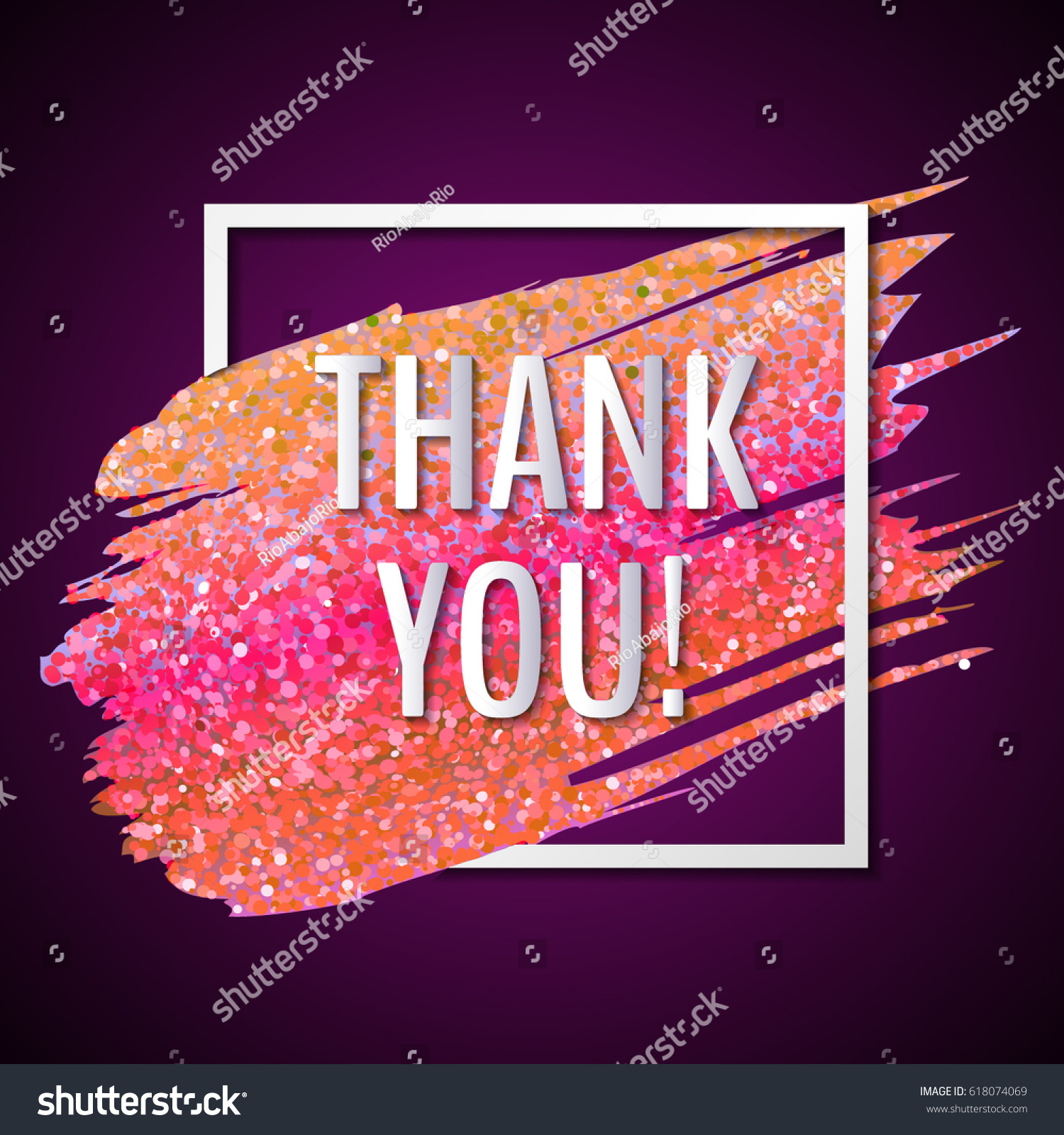 Vector Thank You Card Frame Stroke Stock Vector Royalty Free 618074069 Shutterstock 6102