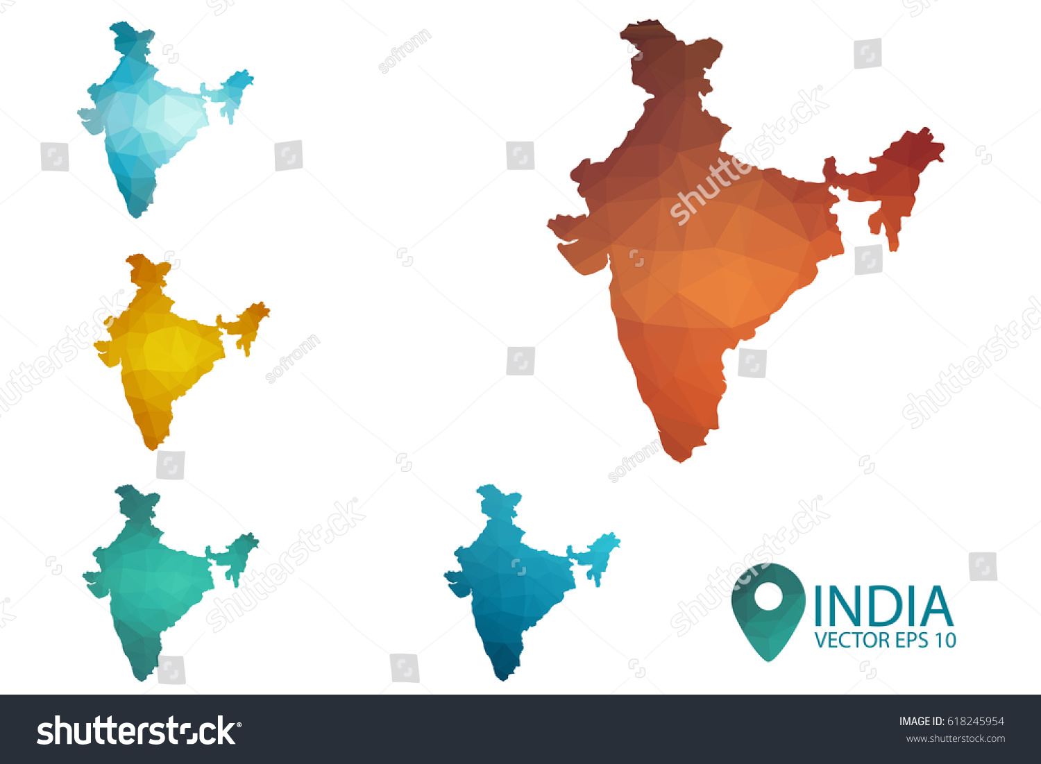 Set India Maps Bright Gradient Map Stock Vector (Royalty Free ...