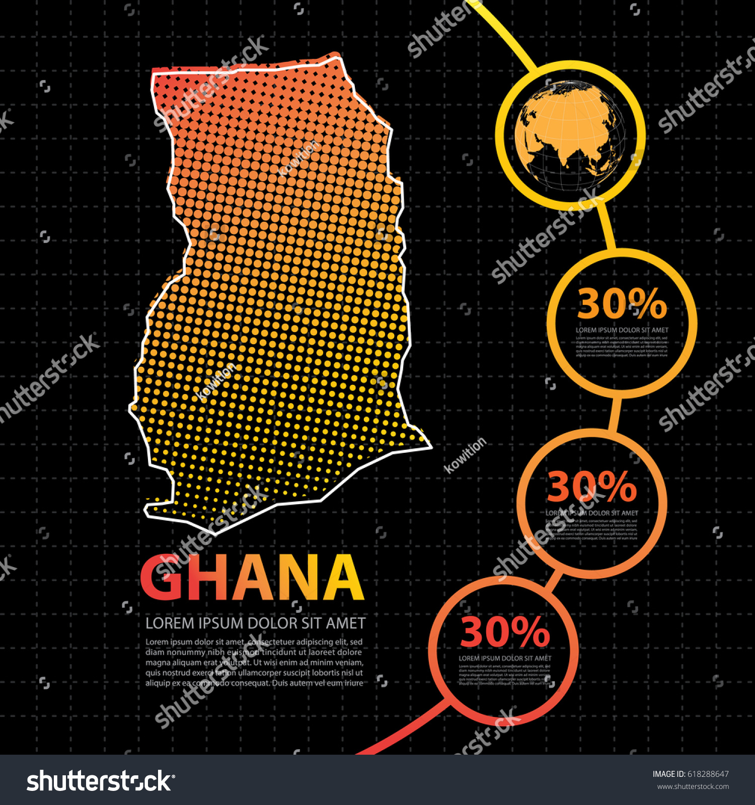 Ghana Map Infographic Design Template: vector de stock (libre de ...