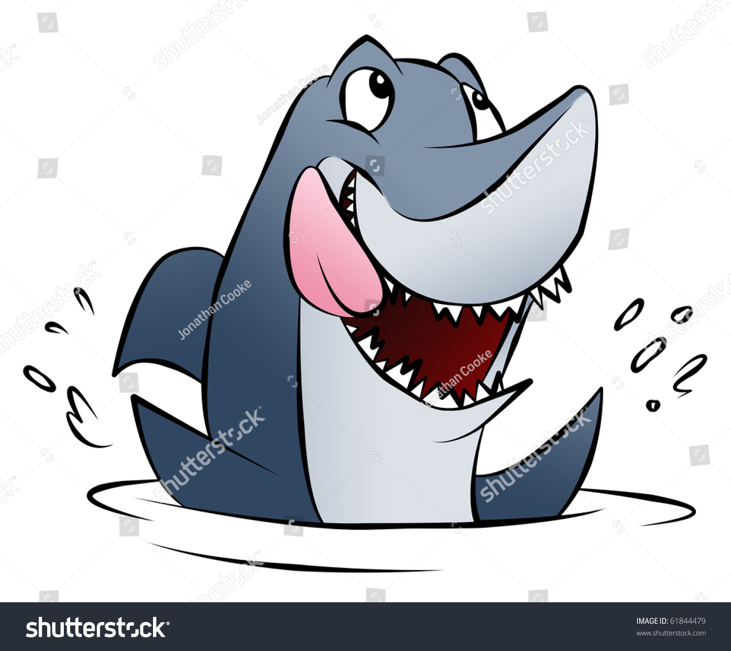 Hungry Cartoon Shark Splashing Water Stock Illustration 61844479 ...