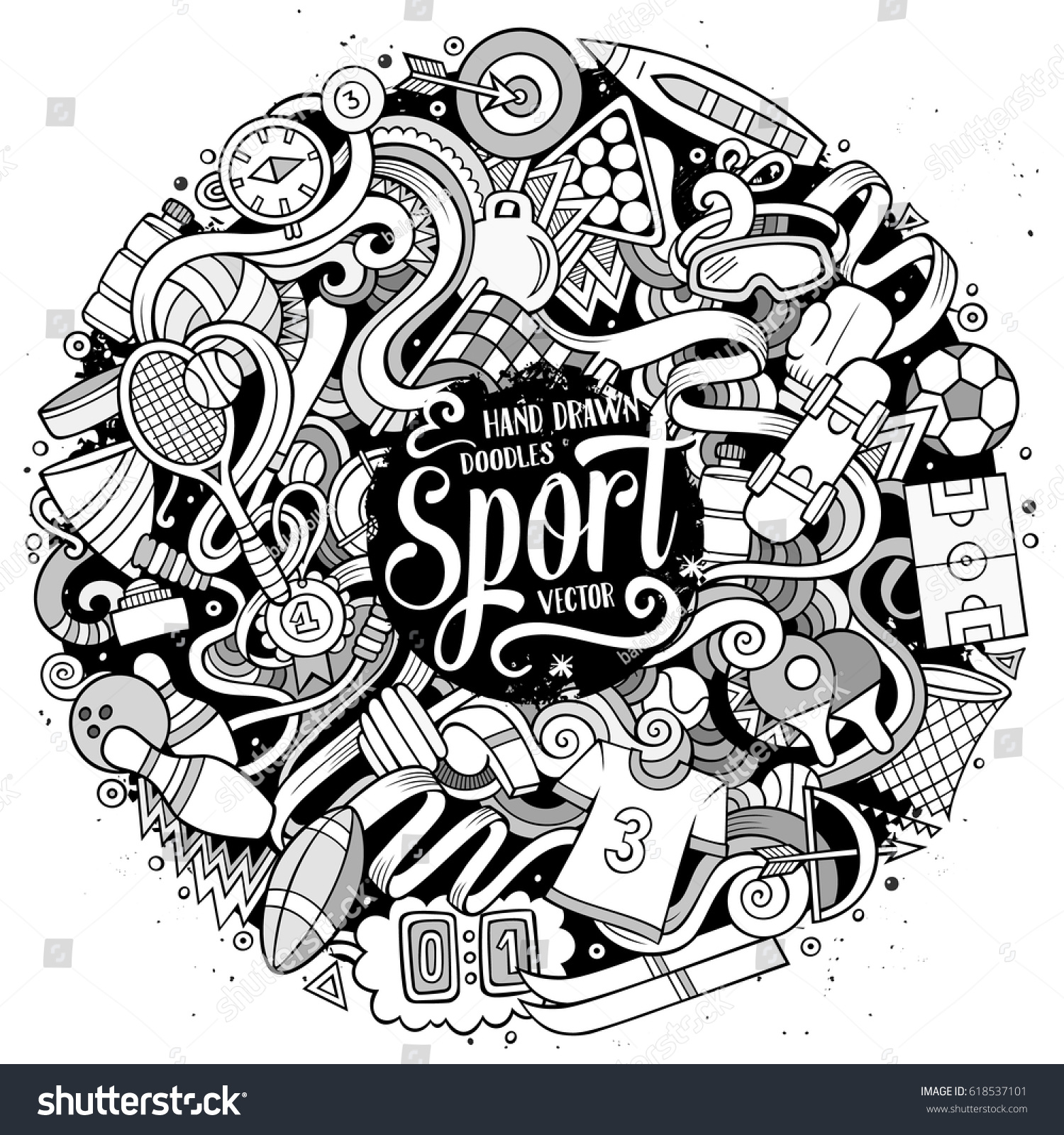 Cartoon Cute Doodles Hand Drawn Sport Stock Vector (Royalty Free ...