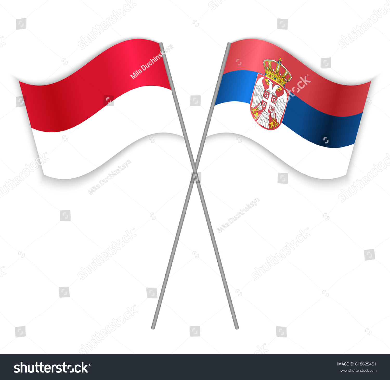 Indonesian Serbian Crossed Flags Indonesia Combined Stock Vector ...