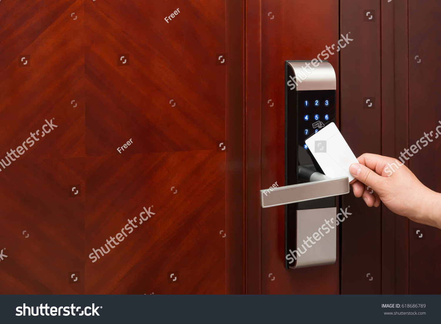 Electronic Door Lock Opening By Blank Stock Photo 618686789 | Shutterstock