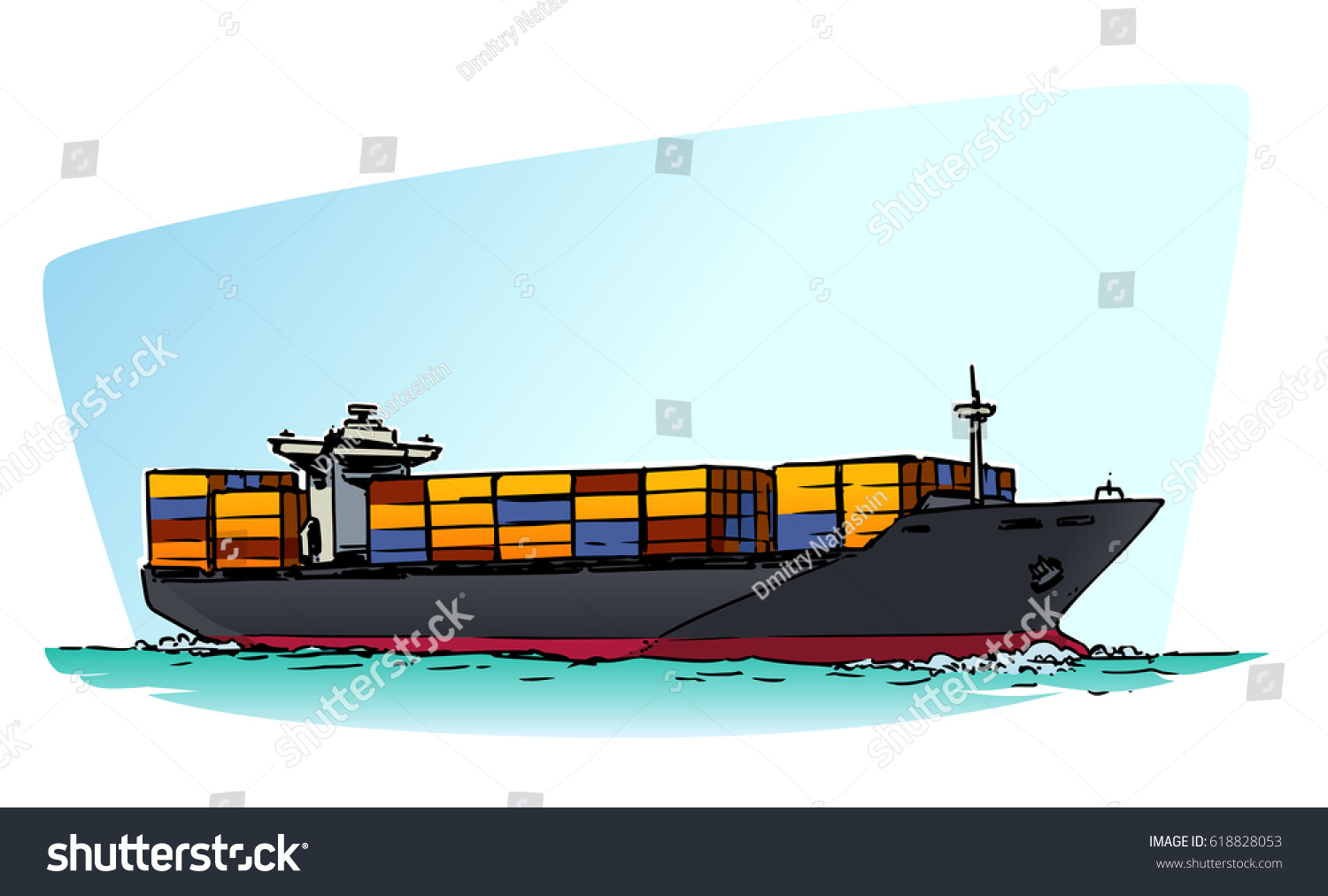 Cargo Ship Hand Drawn Sketch Illustration Stock Vector (Royalty Free ...