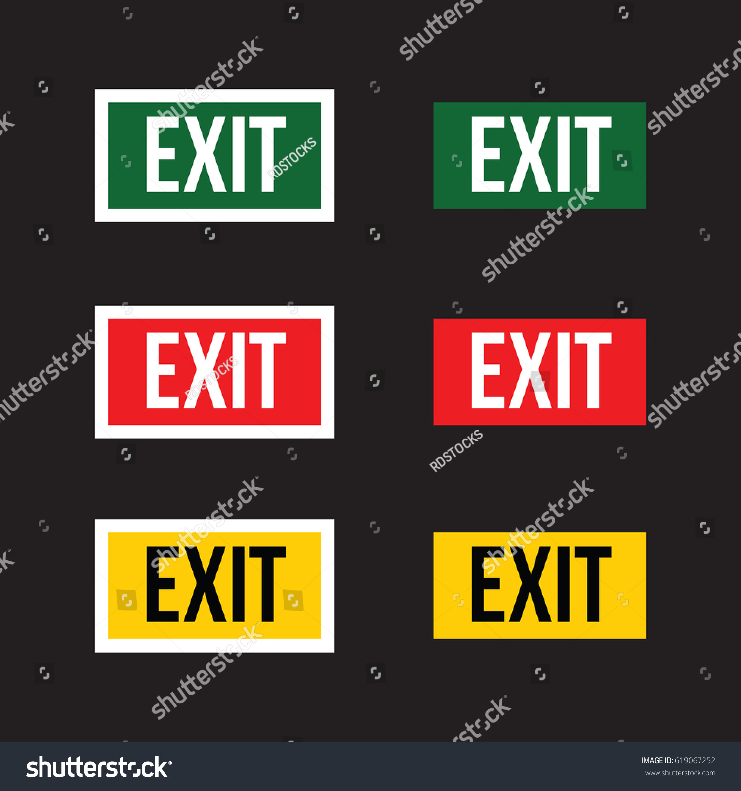 Set Exit Signs Vector Format Stock Vector (Royalty Free) 619067252 ...