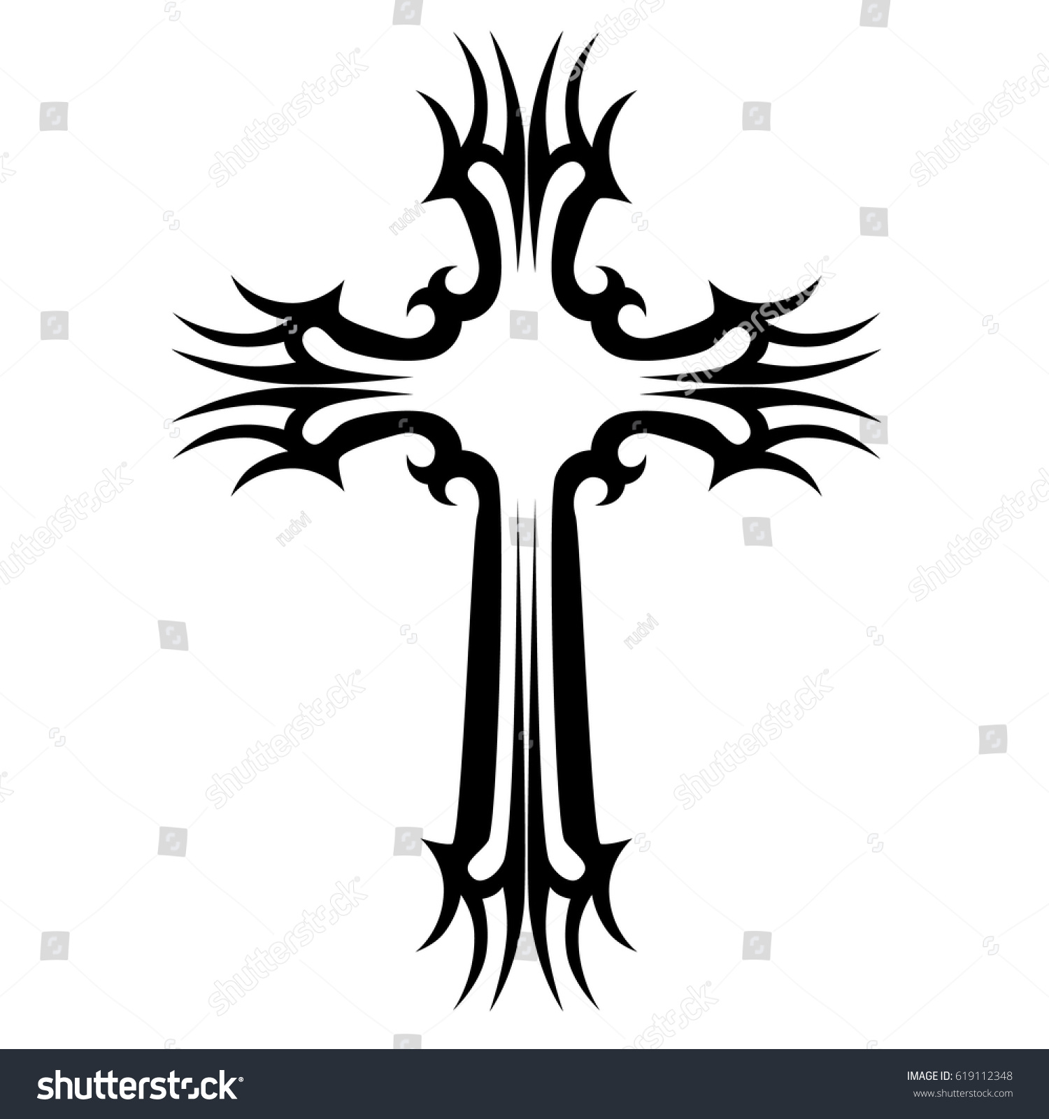 Cross Tattoo Tribal Design Isolated Vector Stock Vector (Royalty Free ...