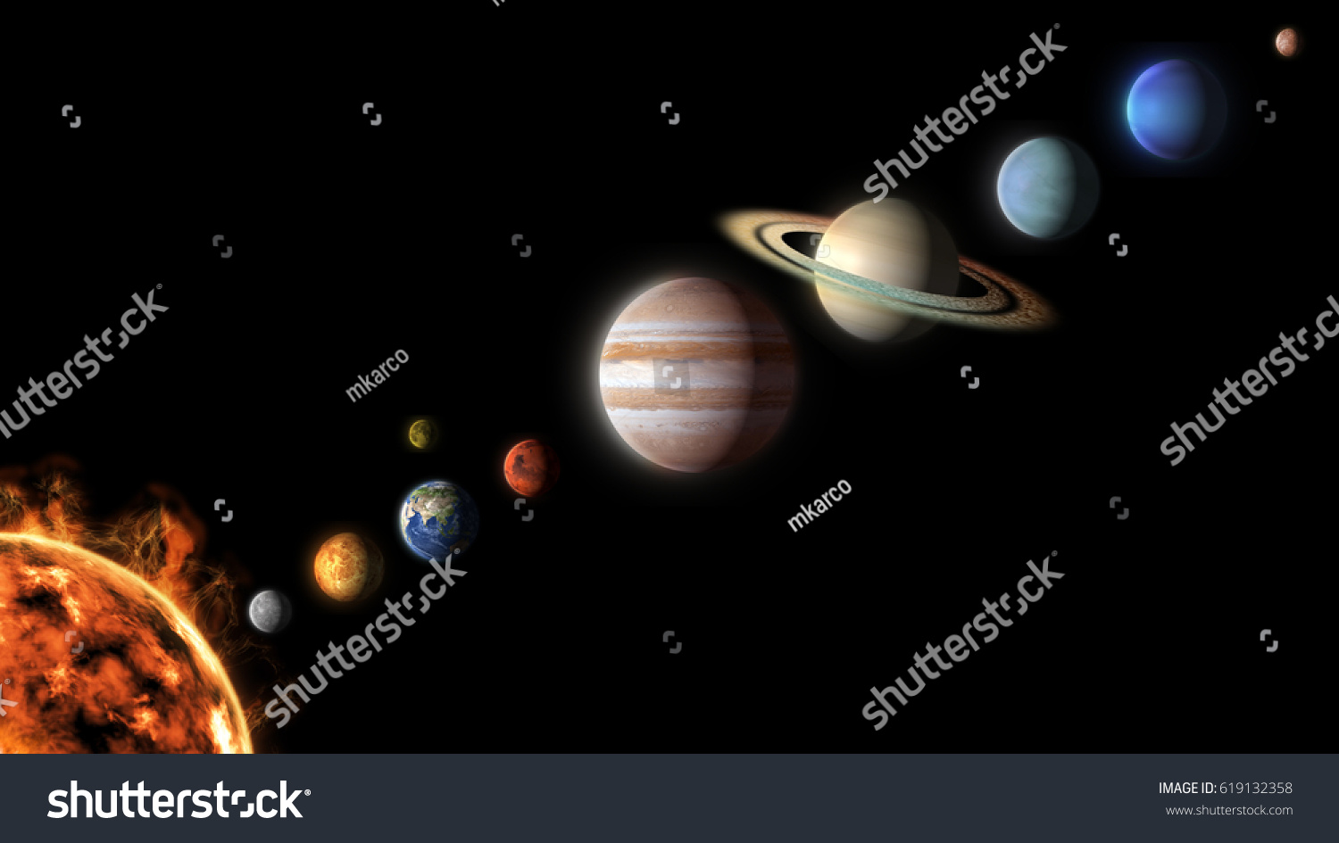 Planets Solar System Isolated On Black Stock Illustration 619132358 ...