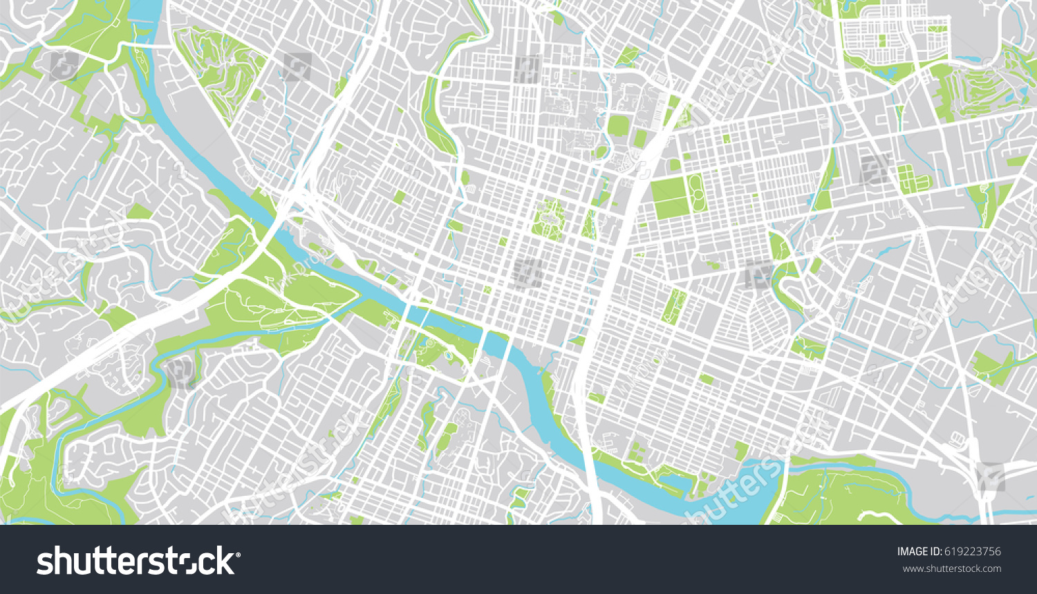 Urban Vector City Map Austin Usa Stock Vector (Royalty Free) 619223756 ...