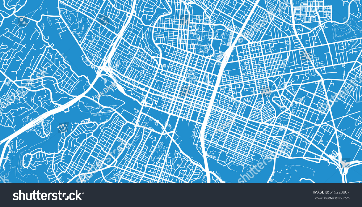 Urban Vector City Map Austin Usa Stock Vector (Royalty Free) 619223807 ...