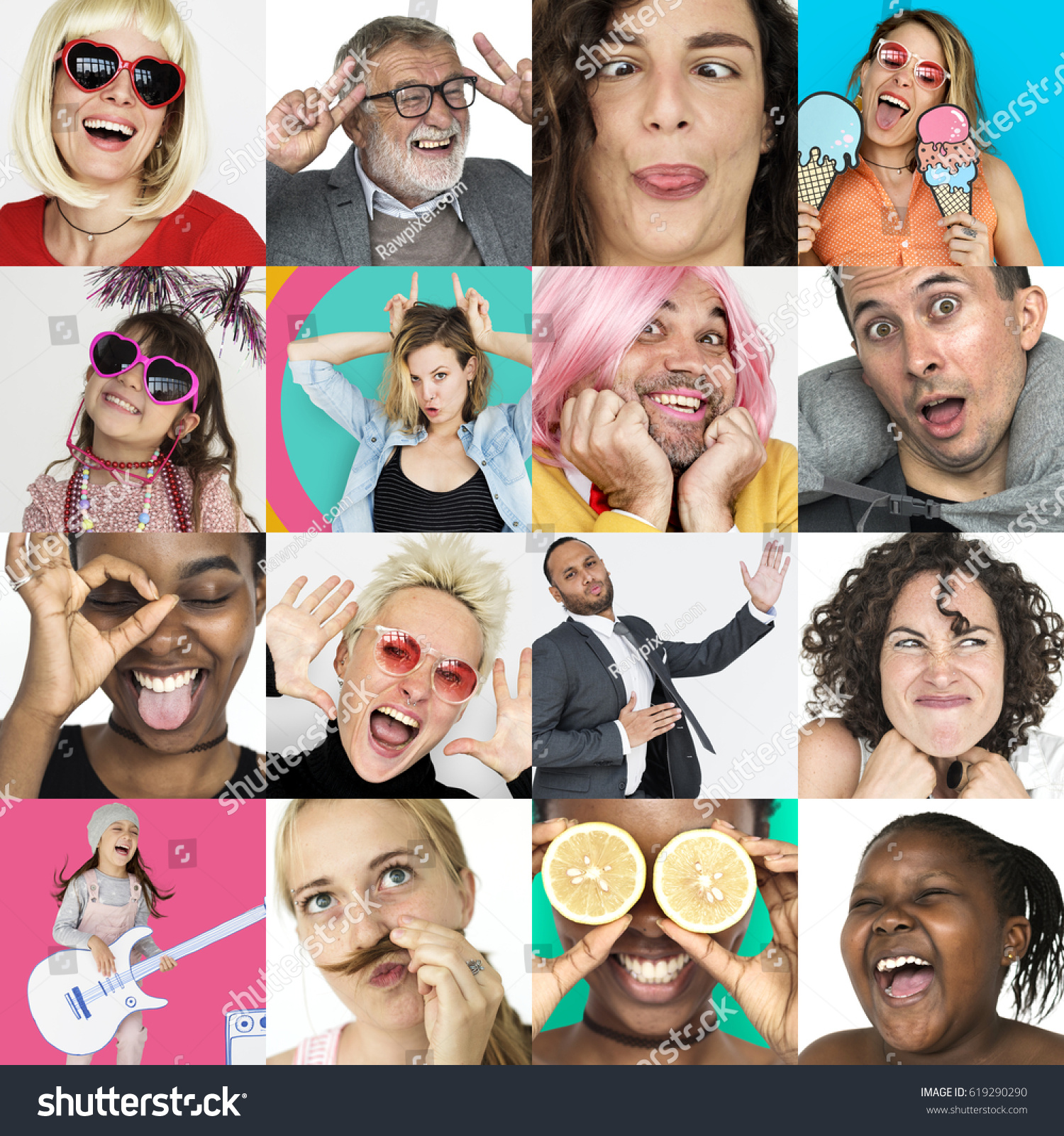 Collection Funny Face People Collage Stock Photo 619290290 | Shutterstock