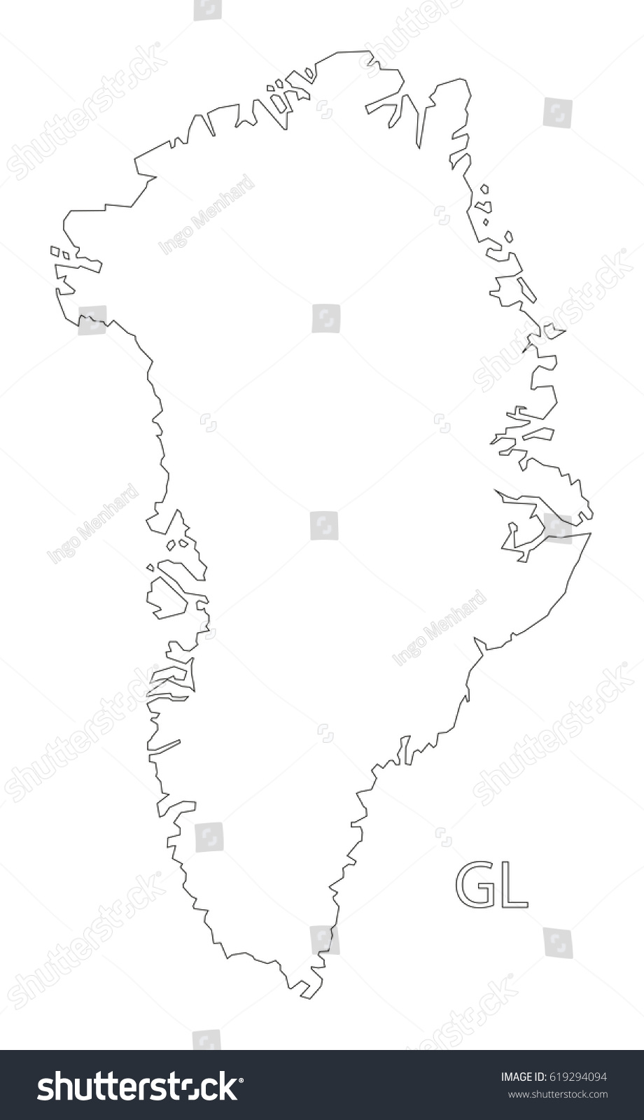 Greenland Outline Silhouette Map Illustration Stock Vector (Royalty ...