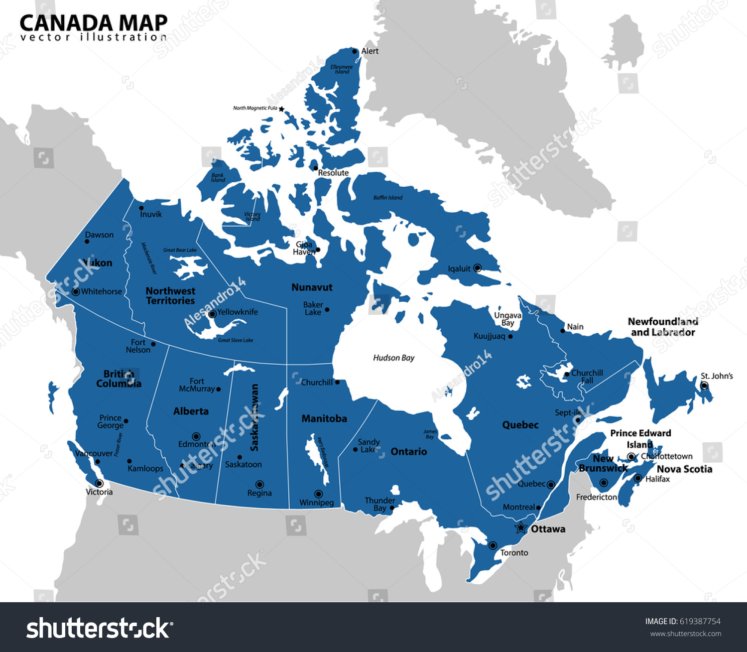 Canada Map Stock Vector (royalty Free) 619387754 