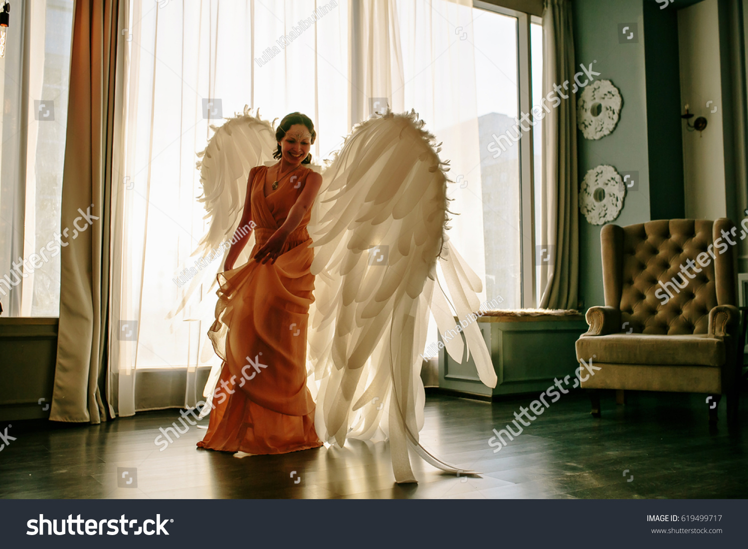 Woman Angel Wings Stock Photo 619499717 | Shutterstock