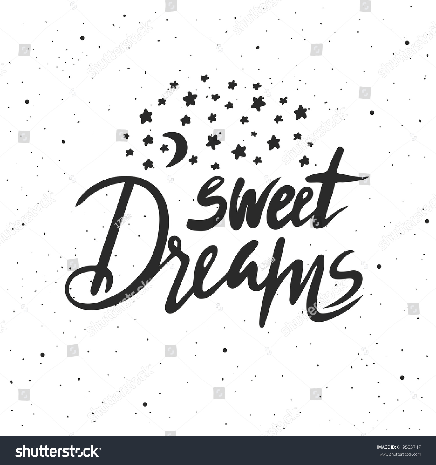 Sweet Dreams Lettering Hand Drawn Vector Stock Vector (Royalty Free ...