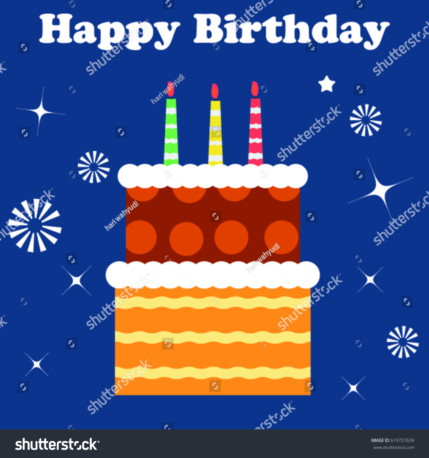 Happy Birthday Cake Candle Stock Vector Royalty Free 619727639