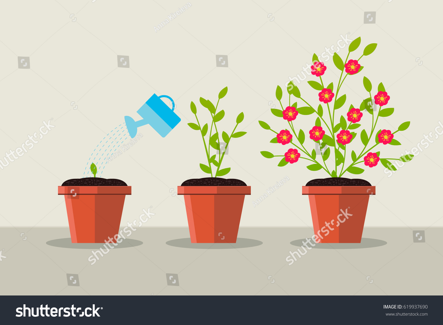 Vector Illustrationgreen Plant Flower Timeline Infographic Stock Vector ...