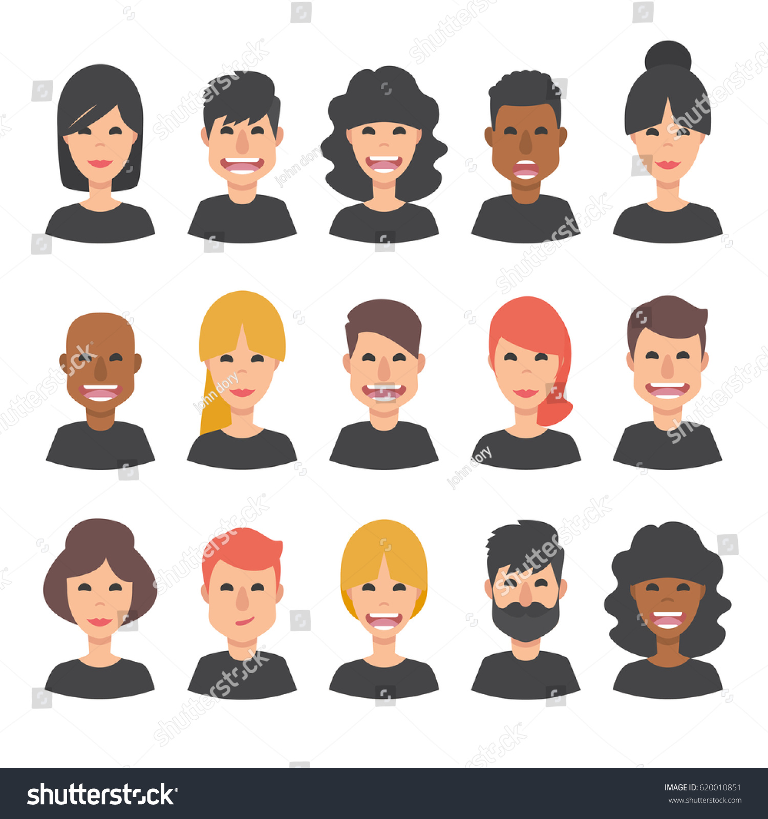 Set 15 Diverse Avatars Different Nationalities Stock Vector (Royalty ...