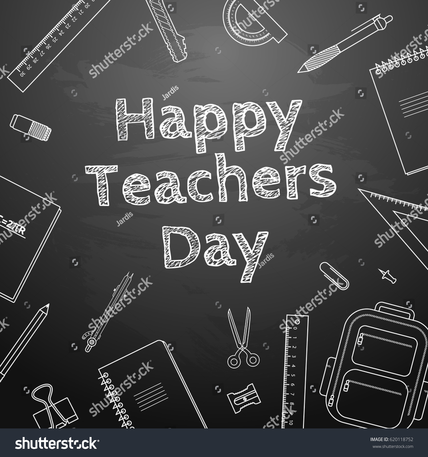 Happy Teachers Day Freehand Drawing School Stock Vector (Royalty Free ...