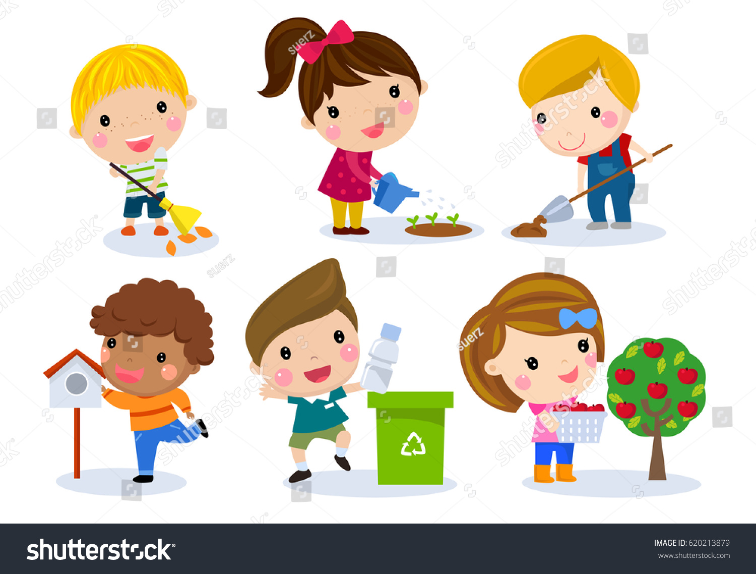 Group Children Set Stock Vector (Royalty Free) 620213879 | Shutterstock
