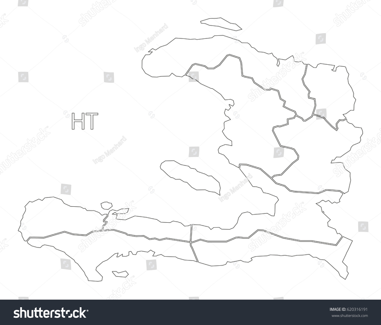 Haiti Outline Silhouette Map Illustration Departments   Stock Vector Haiti Outline Silhouette Map Illustration With Departments 620316191 