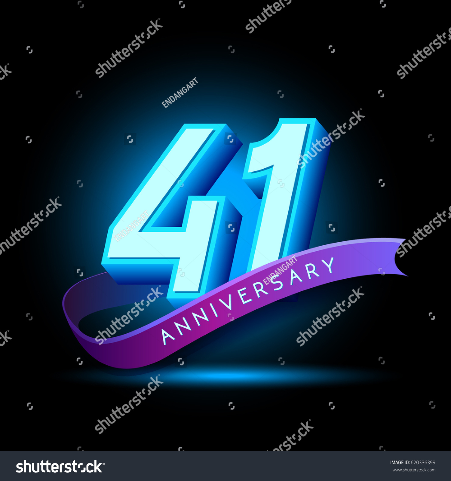 41st Anniversary 3d Text Glow Effect Stock Vector (Royalty Free ...