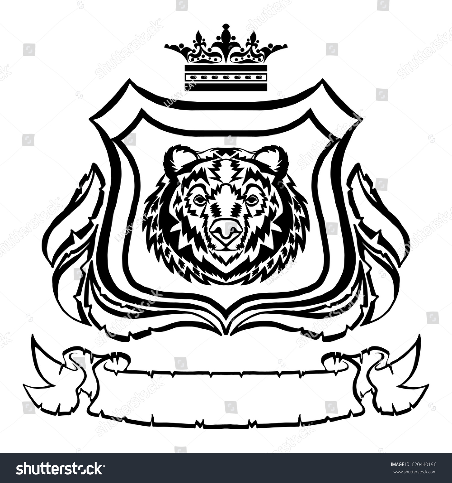 Illustration Coat Arms Bear Headtattoo Design Stock Vector (Royalty ...