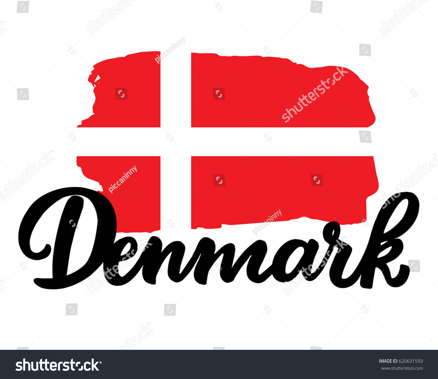 Denmark Hand Drawn Ink Brush Lettering Stock Vector (royalty Free 