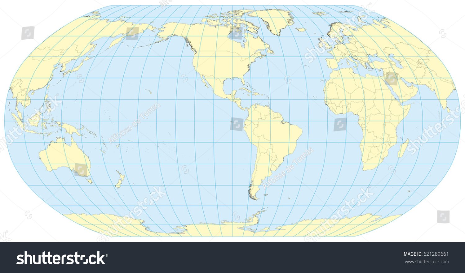 Very High Detailed Map World Robinson Stock Vector (Royalty Free ...