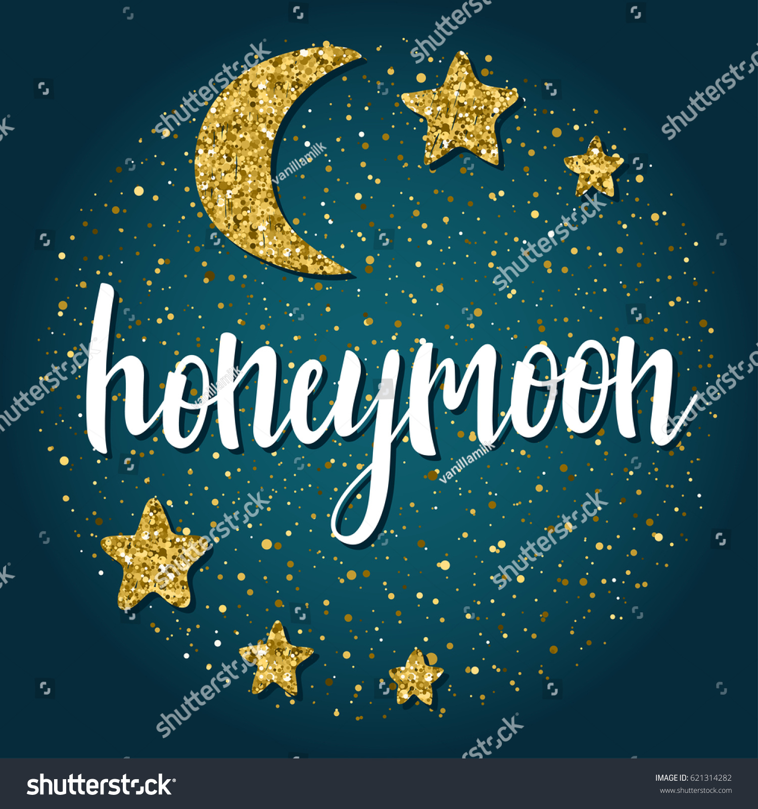 Honeymoon Handwritten Romantic Quote Lettering Hand Stock Vector ...