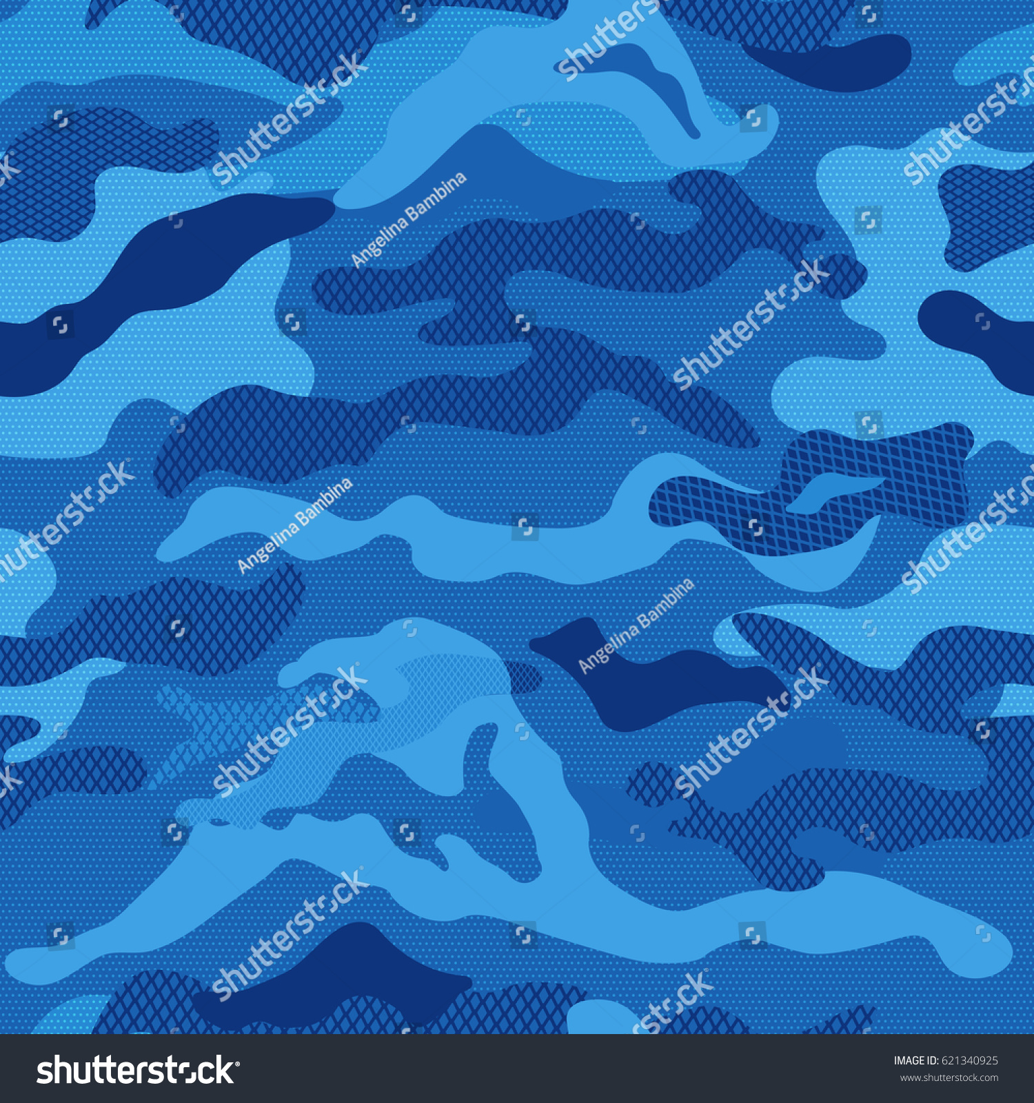 Vector Blue Camouflage Pattern Stock Vector (Royalty Free) 621340925 ...