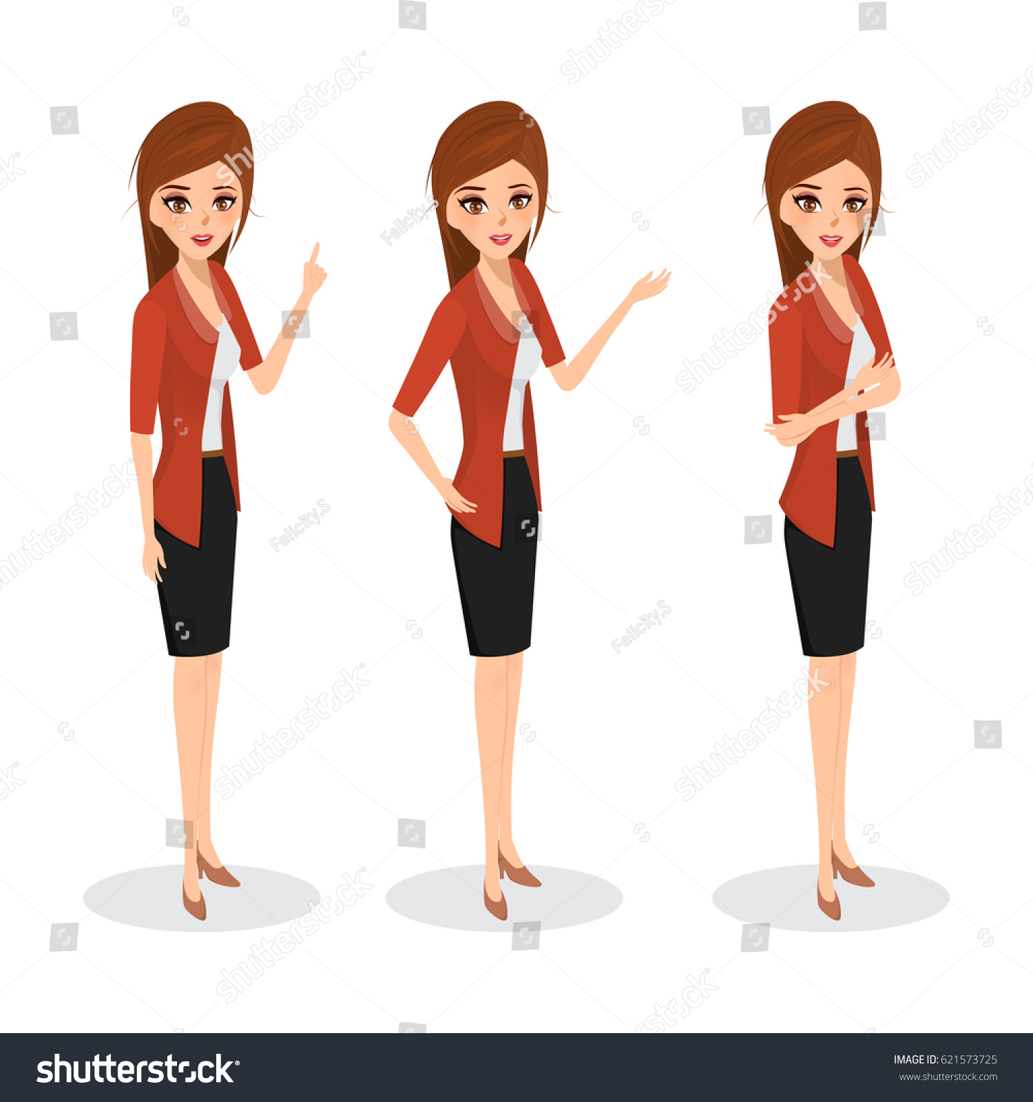 Business Woman Different Pose Illustration Vector Stock Vector (royalty 