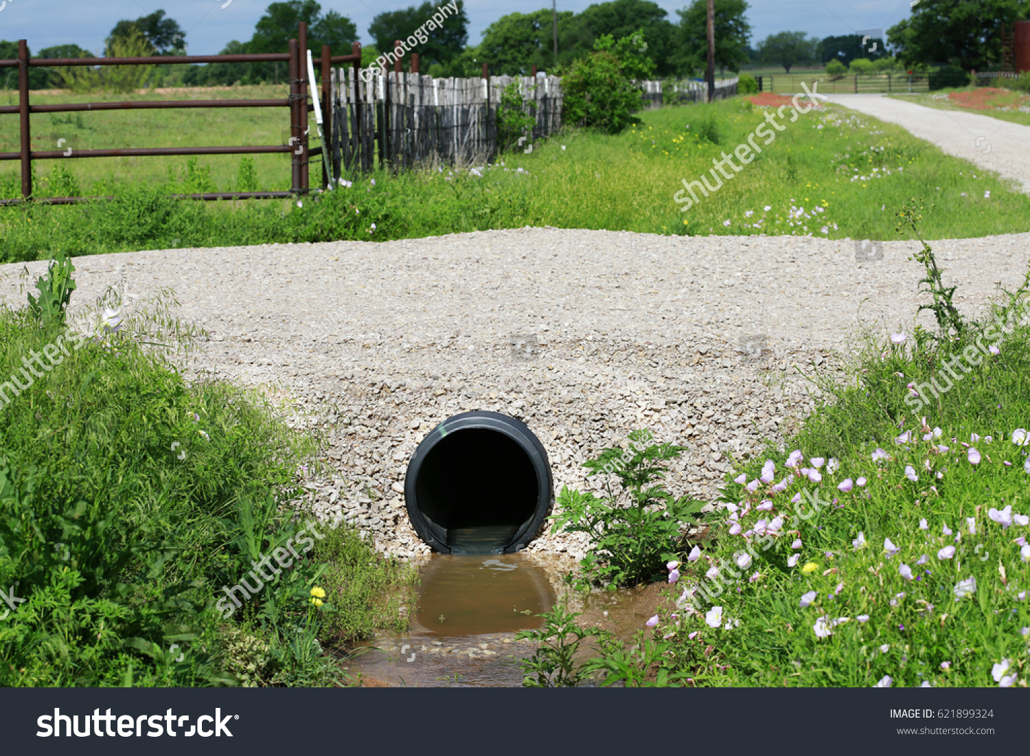 Drainage Pipe New Culvert Under Small Stock Photo 621899324 | Shutterstock